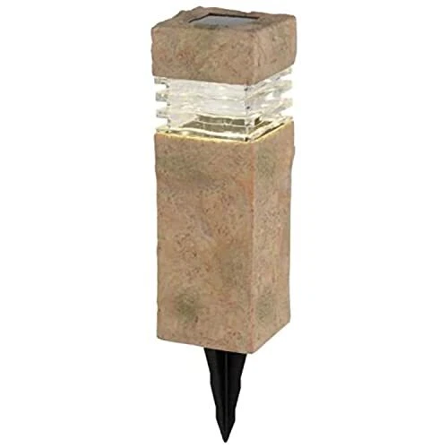 Solar Outdoor Integrated LED Landscape Rock Pillar Path Light, 2-Pack,