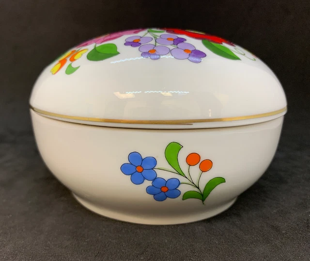VINTAGE HANDPAINTED BONBONIERE Trinket Box BY KALOCSA, HUNGARY 5