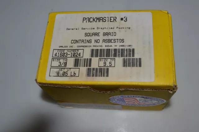 ^^ Garlock Packmaster #3 41603-1024 3/8" .05 Lb Square Braid New In Box (Lau2)