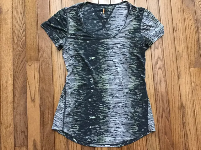 Lucy Womens Gray Green Camo Active Workout Short Sleeve Tee T Shirt - Size S