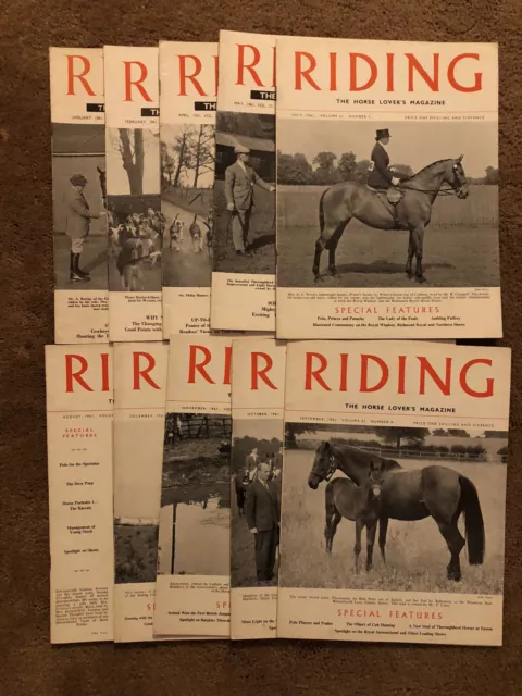 10 x RIDING The Horselovers Magazine 1961 Jan Feb Apr May Jul Aug Sept Oct Nov D