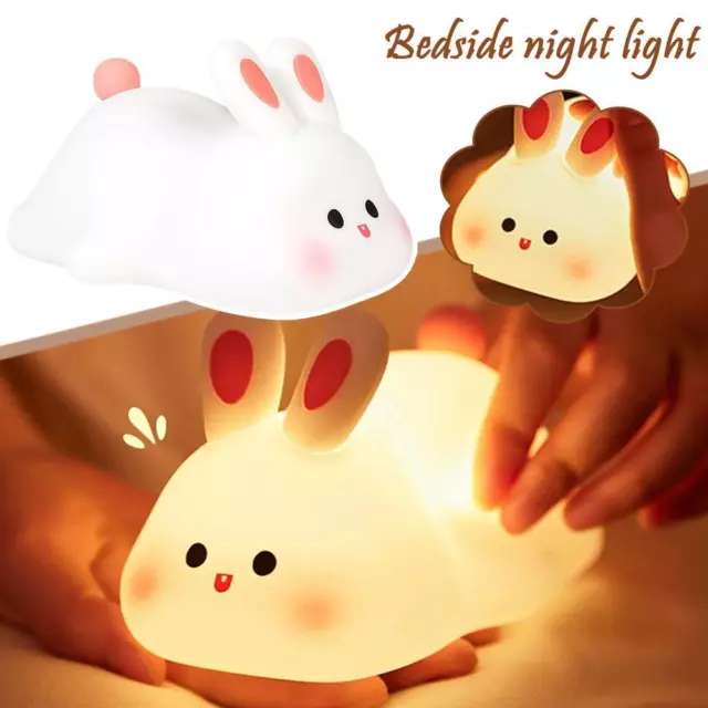 Big face rabbit patting small night light colorful cute UK ornaments toy M7Z0