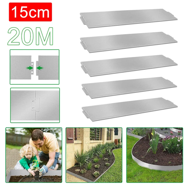 20M Rasenkante Metall 15 cm hoch Beeteinfassung Beetumrandung Mähkante Beetkante