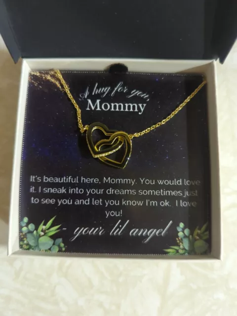 Miscarriage Stillbirth Angel Gift Hearts Memorial Keepsake Necklace w box