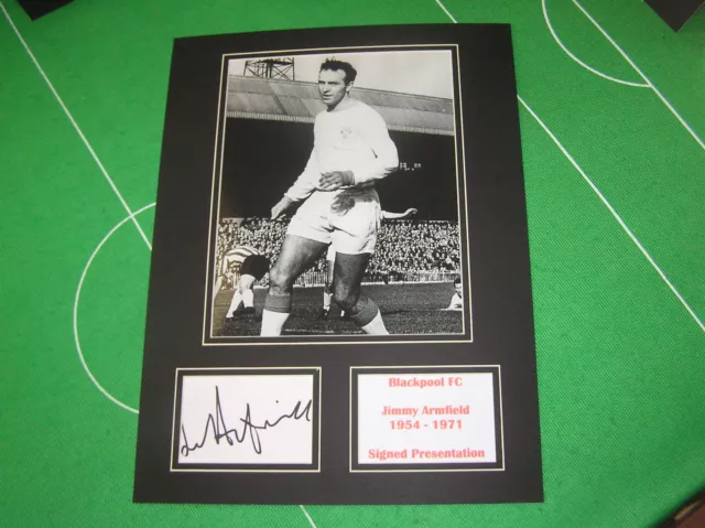 Blackpool FC Legend Jimmy Armfield Signed Retro Action Photograph Mount