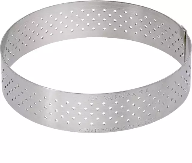 de Buyer Round Perforated Valrhona Tart Ring Baking Supplies Stainless Stl 7.25"
