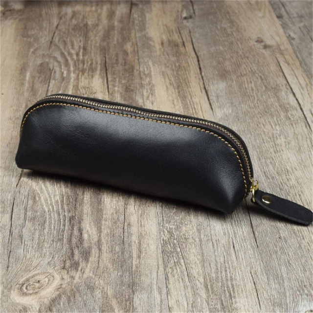 Estuche para lápiz retro de cuero estuche para lápiz de negocios escuela oficina bolso para lápiz bolsa St
