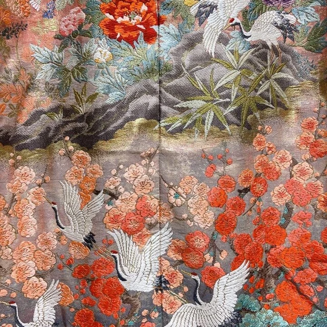 Japanese Kimono Uchikake Luxurious Wedding Embroidery Pure Silk Flower CraneK450 18