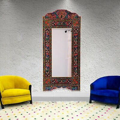 Black Full length 67" x 28" frame, Leaning Moroccan hand painted Mirror frame