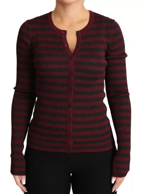 Dolce & Gabbana Pull Noir Rouge Rayé Femme Cardigan IT40/US6/S