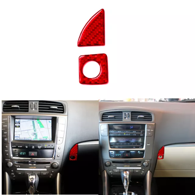 Red For Lexus IS250-350 2006-2012 Carbon Fiber Inner Glove Box Handle Cover Trim