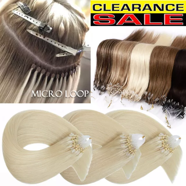 Micro Ring Loop Remy Human Hair Extensions Nano Beads Pre Bonded Double Drawn AU