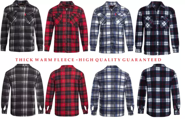 Mens Padded Shirt Fur Lined Lumberjack Flannel Work Jacket Warm Thick Casual Top