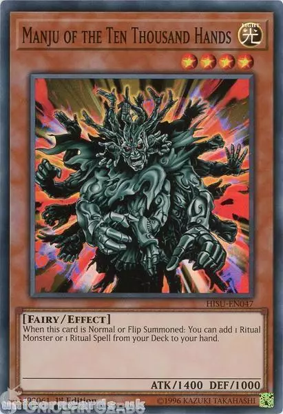 HISU-EN047 Manju of the Ten Thousand Hands Super Rare 1st Edition Mint YuGiOh Ca