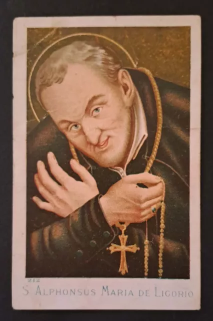 A3 ANTICO Santino Holy Card S. ALFONSO MARIA DE LIGUORI CROMO