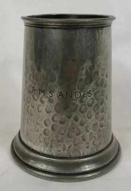 R.M.S Andes Glass Bottom Pewter Tankard, Passenger Cruise Liner / Mail Ship