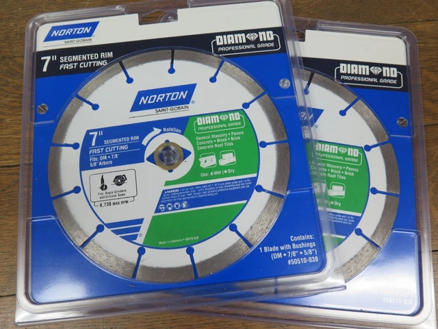 2 NEW  Norton 7" Segmented Rim Diamond Saw Blade 50510-038 FREE SHIPPING!