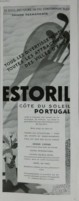1931 Estoril Sun Coast Portugal Golf Beach Casino Hotel Press Advertisement
