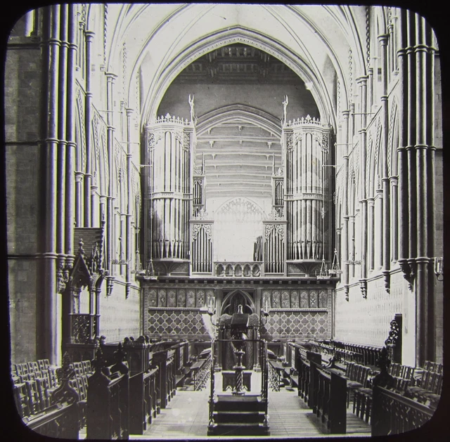 Glas magische Laterne Rutsche ROCHESTER CATHEDRAL NR. 1 CHOR W C1890 FOTO ENGLAND
