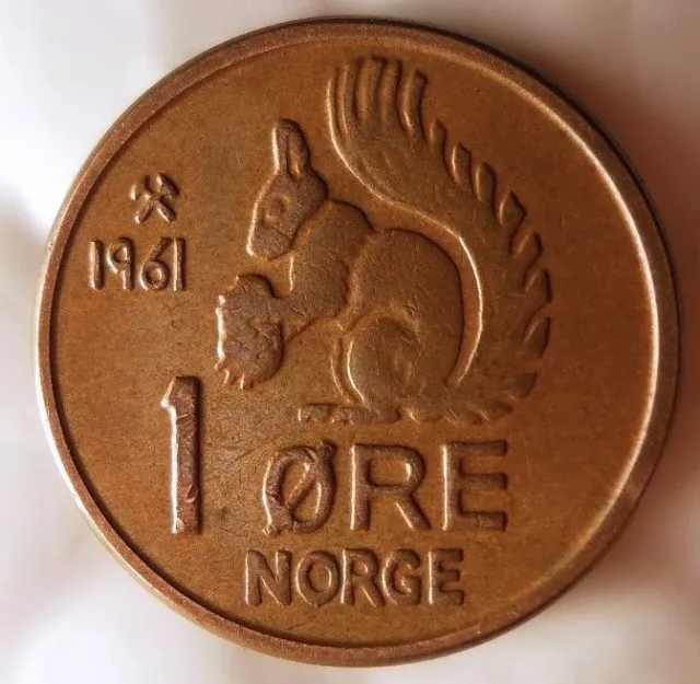 1961 NORWAY ORE - SQUIRREL COIN - Early Date - FREE SHIPPING - Norway Bin #5