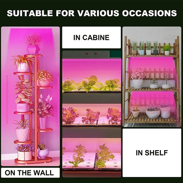 SOLAR LED PLANT Grow Light Strips 16.4ft Full Spectrum Plant Grow Lamp ...