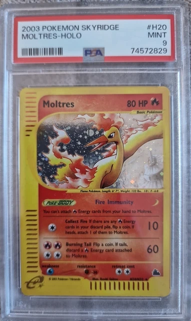 PSA 9 Mint Moltres #H20/H32 Holo Skyridge Pokemon Card