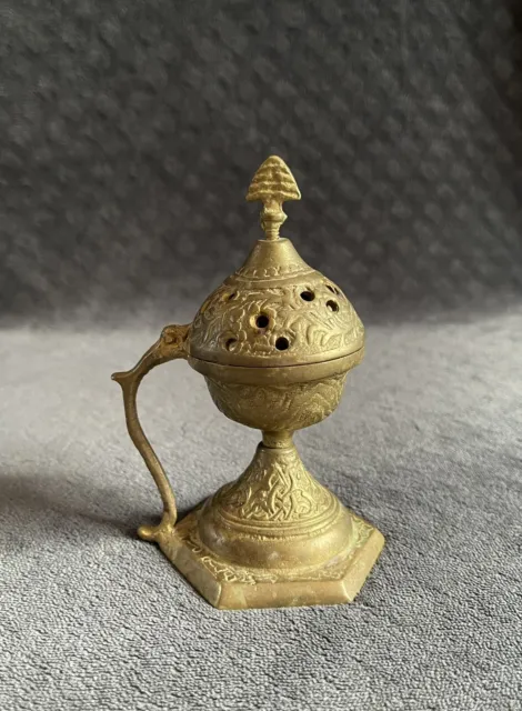 Antique Vintage Cast Bronze Islamic Style Footed Incense Burner