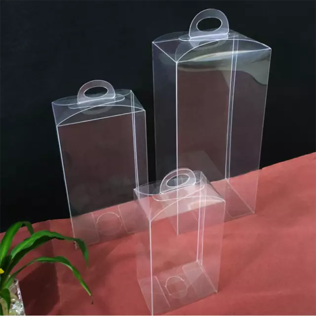 10X Clear PVC Boxes with Handle Wedding Party Favour Gift Display Plastic Box