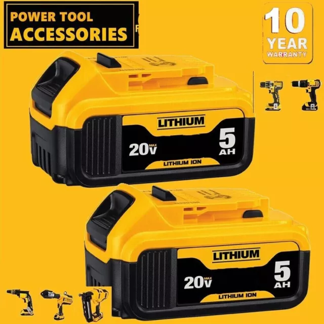 2Pack for Dewalt DCB205 20V MAX  5.0 Ah Compact Power Tool Battery Brand New