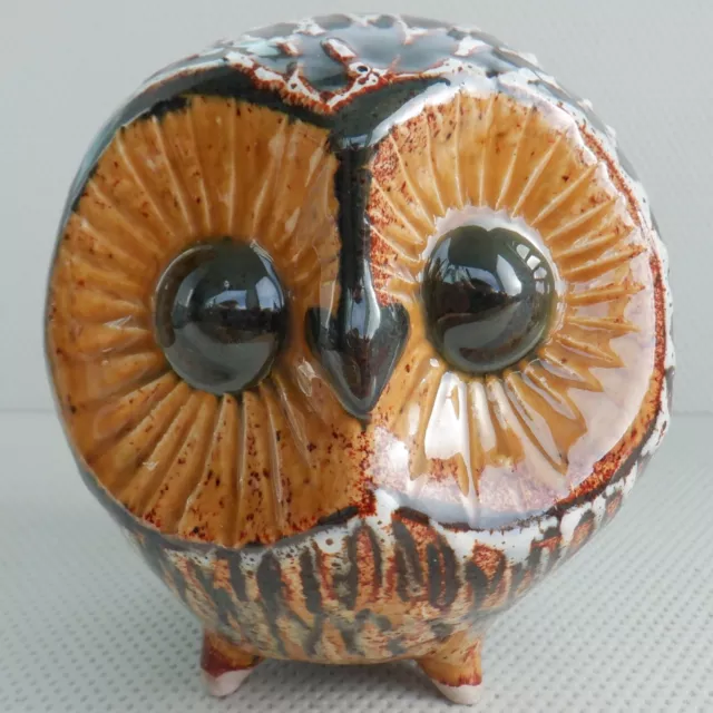 Vintage Stuart Bass Studio Pottery Ceramic Owl Bird Hand Painted Ornament Exmoor