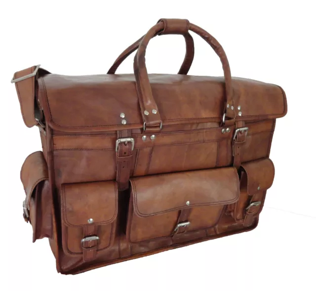 22" Real Leather Briefcase Shoulder Bag Luggage Handbag Suitcase Holdalls 2