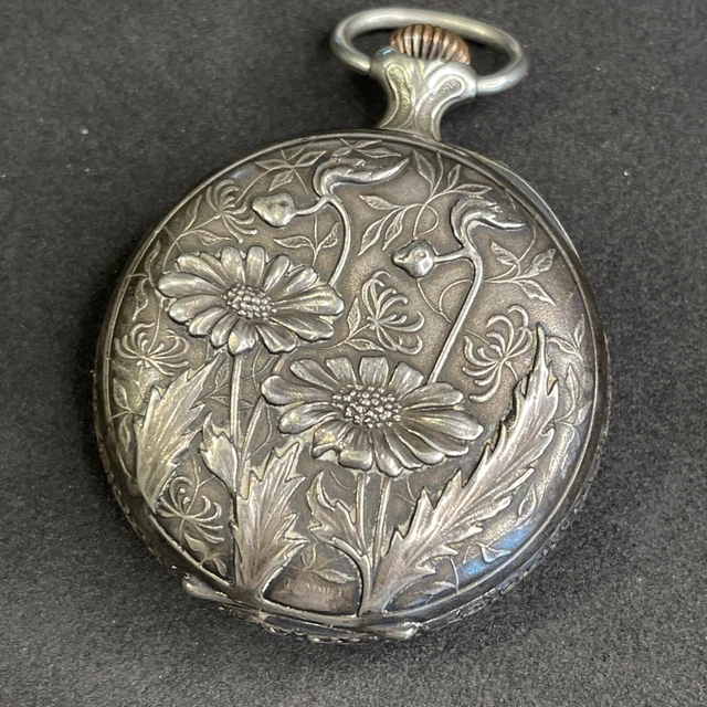 Montre à Gousset Vintage Suisse 8 Jours En Acier - Boîtier Argenté Vers 1900 - Antiquité Occasion