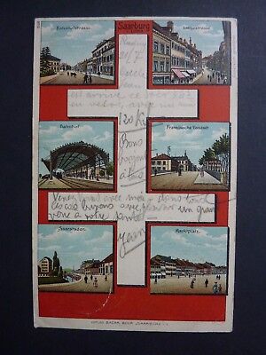 SARREBOURG Saarburg Moselle CPA 57 croix de lorraine carte souvenir 6 vues