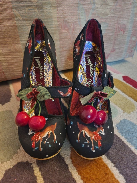 Irregular Choice Cherry Deer Blue Christmas Statement Heels Shoes EU 38