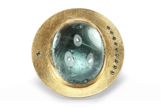 Flogaus Ring Aquamarin Brillanten Fancy Gr 59 Handarbeit Unikat [BRORS 17850]