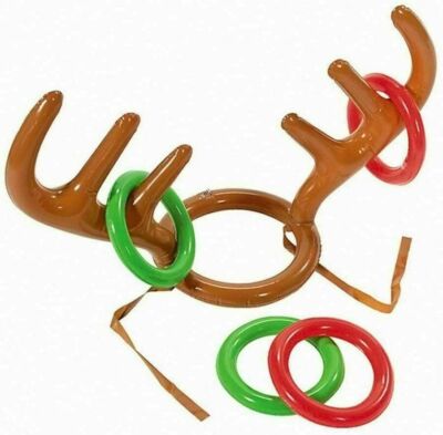 3Pak GONFIABILE Renna Corna cappello lancio degli anelli regalo di Natale Giocattolo Gioco Festa di Natale 