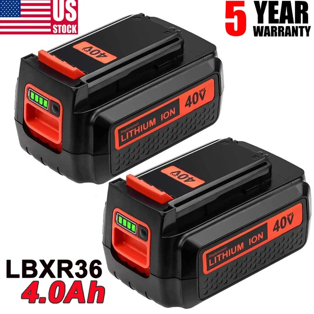 2X 40V Lithium Battery For Black & Decker 40 Volt Max LBXR36 LBX2040 LSW36 4.0Ah
