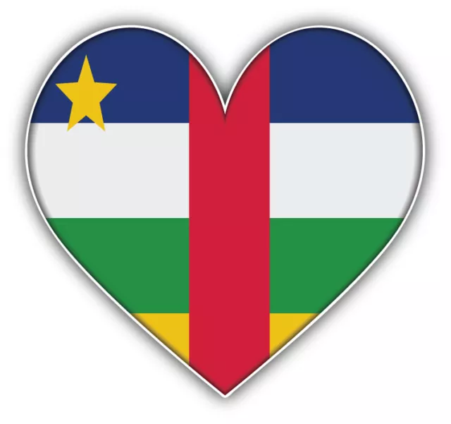 Central African Republic Heart Flag Car Bumper Sticker Decal