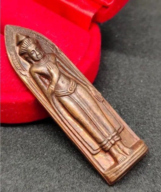 Monk Thai Buddha Amulet Phra Ruang Rang Puen Copper Enhance Power Fortune Charm