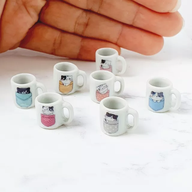 Ceramic Tableware Mugs Tiny Doll House Miniatures Kitchen Dollhouse Decor Set x7