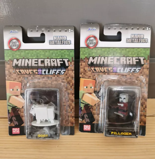 Minecraft Höhlen und Klippen Nano-Metallfiguren x 2. Plünderziege