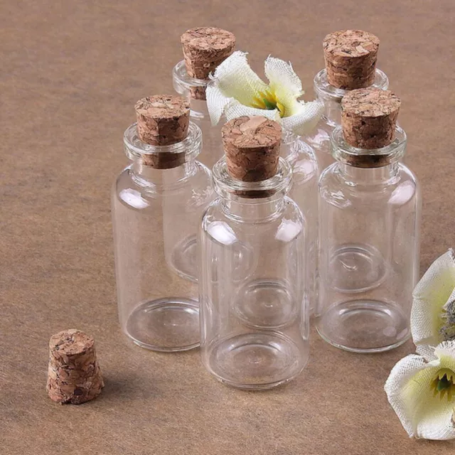 50Pcs Mini Glass Bottles Jars Cork Stopper Wish Note Bottle Wedding Party Favour 2