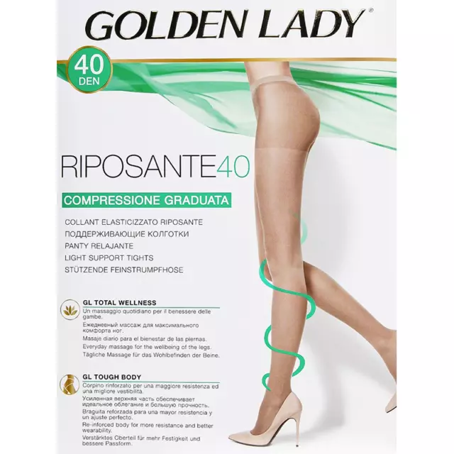 10 PAIA COLLANT GOLDEN LADY RIPOSANTE 40 DENARI ELASTICIZZATO calze donna e sexy