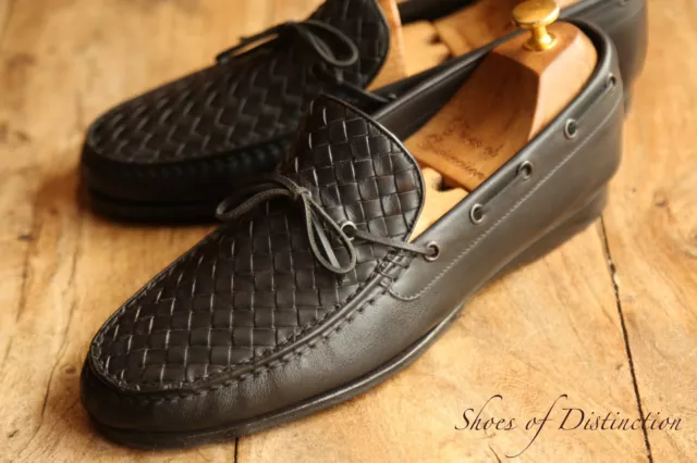 BOTTEGA VENETA BLACK Woven Leather Loafers Shoes Men's UK 9 US 10 EU 43 ...