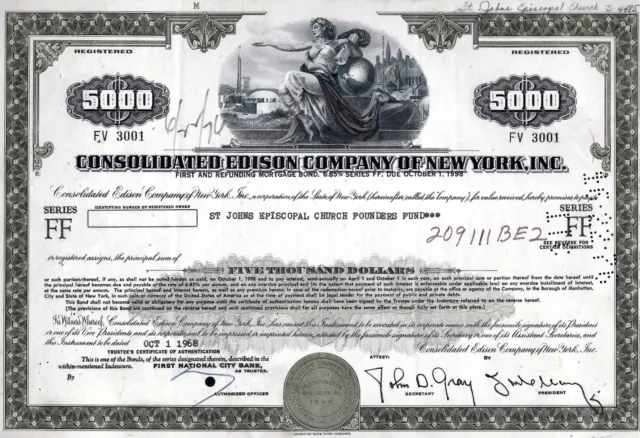 Consolidated Edison Company of New York Inc., 1968, 6,85% Bond 1998 (5.000 $)