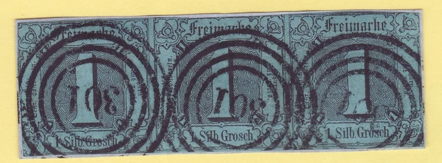!! AD Thurn & Taxis MiNr 11 DREIERSTREIFEN , KATALOGWERT = 150 EUR , SELTEN !!