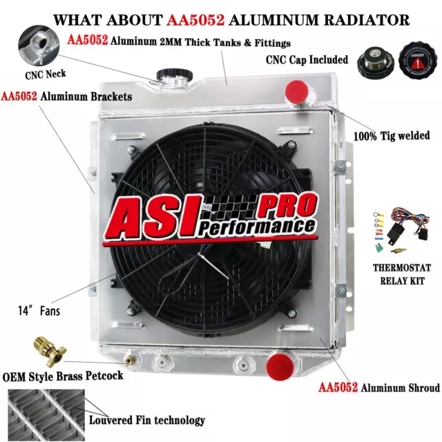 4 Rows Radiator Shroud Fan Relay For Ford Mustang Falcon Mercury Comet 1963~66