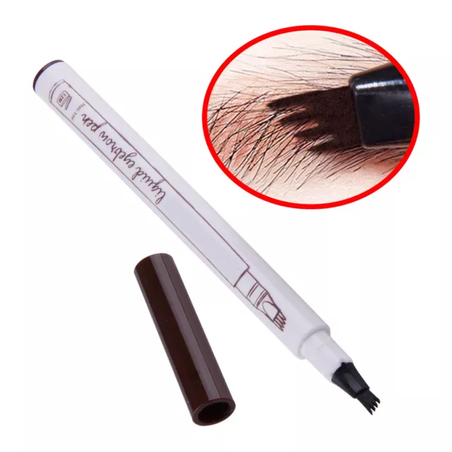 4 Head Tip Makeup Microblading Tattoo Eyebrow Pencil Sketch Ink Pen Tool Brown.