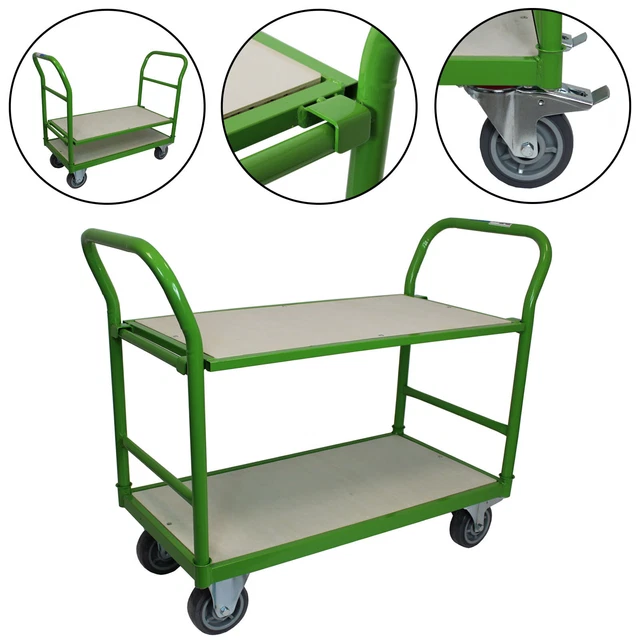 Carrello professionale a pianale 250 kg 2 piani regolabile in altezza carrello piattaforma carrello trasporto