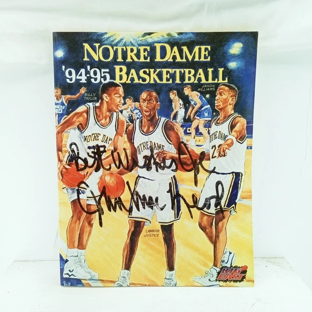 NOTRE DAME BASKETBALL Season Schedule Program SIGNED by Head Coach John